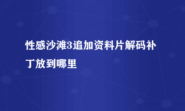 性感沙滩3追加资料片解码补丁放到哪里