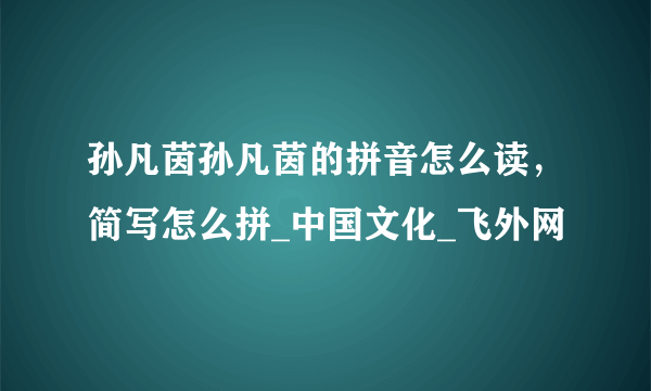 孙凡茵孙凡茵的拼音怎么读，简写怎么拼_中国文化_飞外网