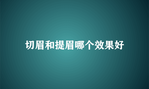 切眉和提眉哪个效果好