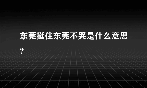 东莞挺住东莞不哭是什么意思？