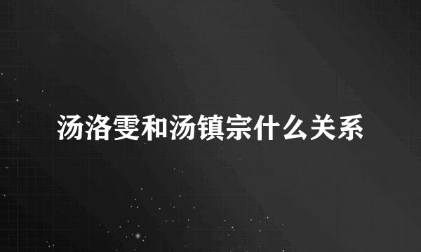 汤洛雯和汤镇宗什么关系