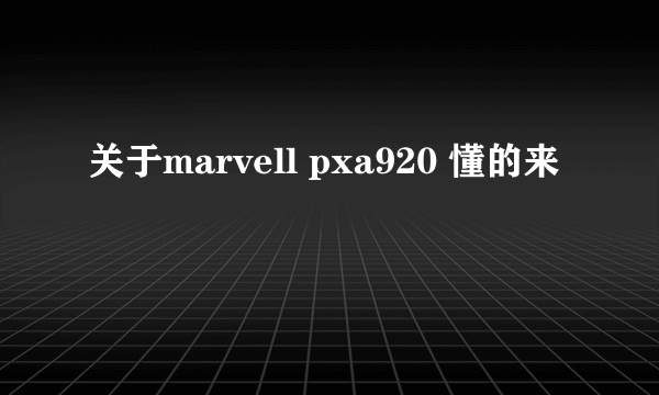 关于marvell pxa920 懂的来