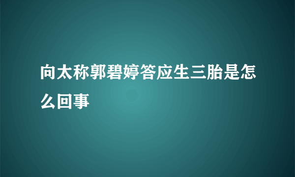 向太称郭碧婷答应生三胎是怎么回事