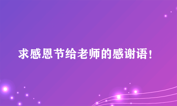 求感恩节给老师的感谢语！