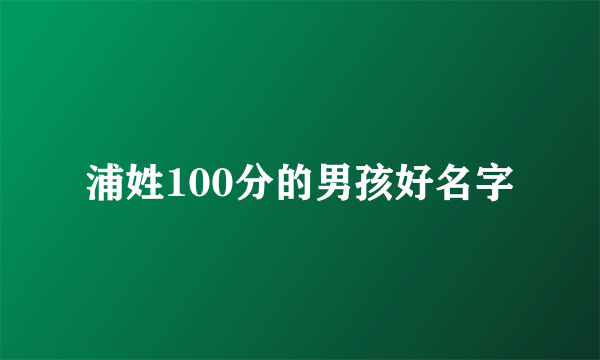 浦姓100分的男孩好名字