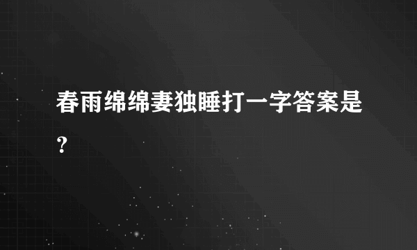 春雨绵绵妻独睡打一字答案是？