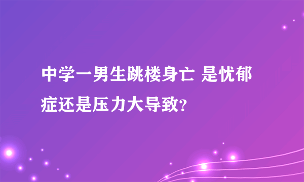 中学一男生跳楼身亡 是忧郁症还是压力大导致？