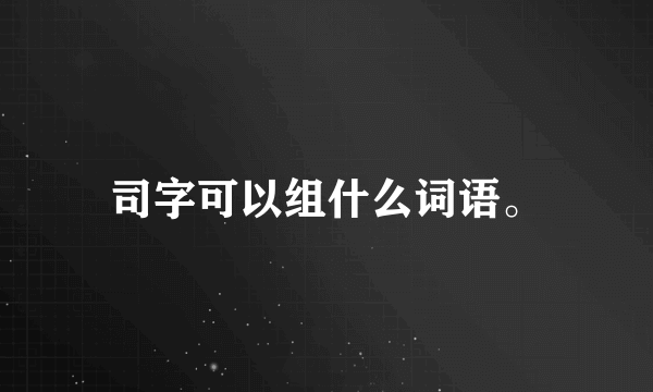 司字可以组什么词语。