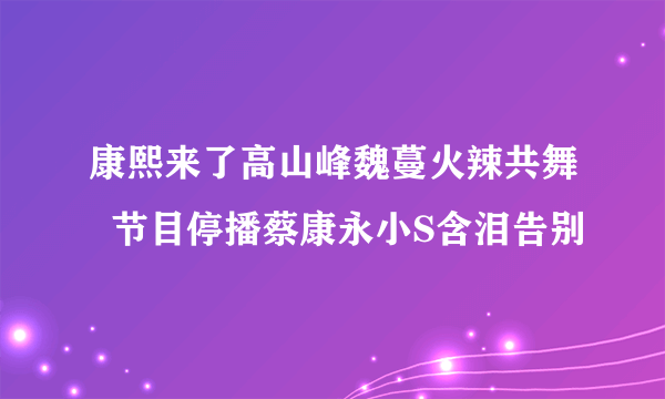 康熙来了高山峰魏蔓火辣共舞  节目停播蔡康永小S含泪告别