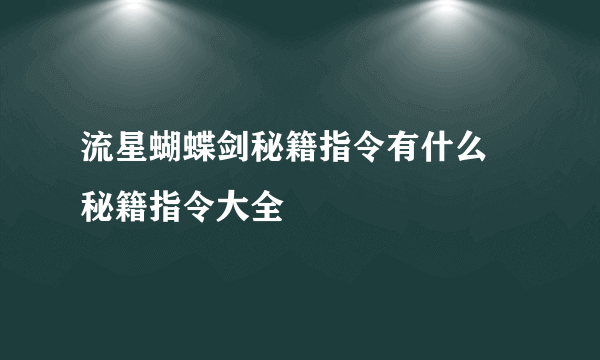 流星蝴蝶剑秘籍指令有什么 秘籍指令大全