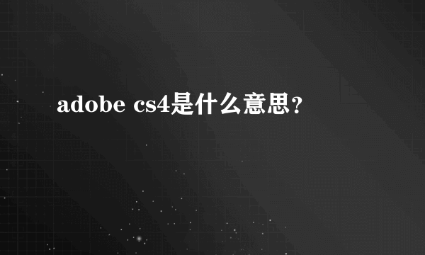 adobe cs4是什么意思？