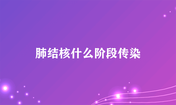 肺结核什么阶段传染