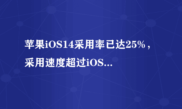 苹果iOS14采用率已达25%，采用速度超过iOS13了吗？