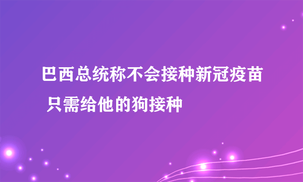 巴西总统称不会接种新冠疫苗 只需给他的狗接种