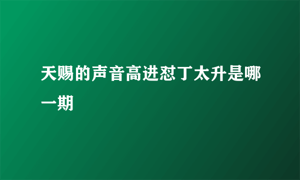 天赐的声音高进怼丁太升是哪一期