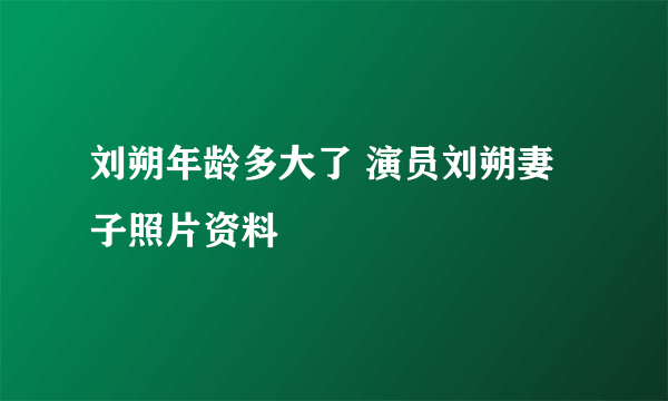 刘朔年龄多大了 演员刘朔妻子照片资料