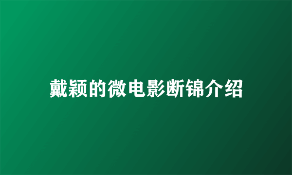 戴颖的微电影断锦介绍