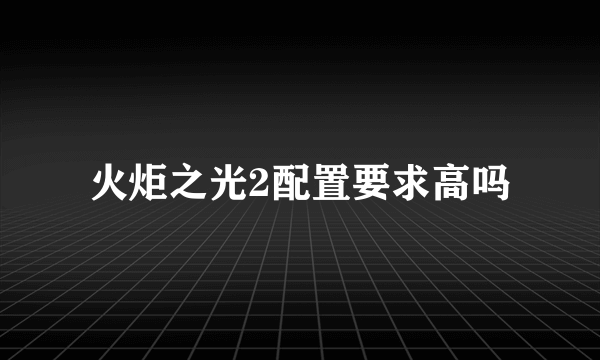 火炬之光2配置要求高吗