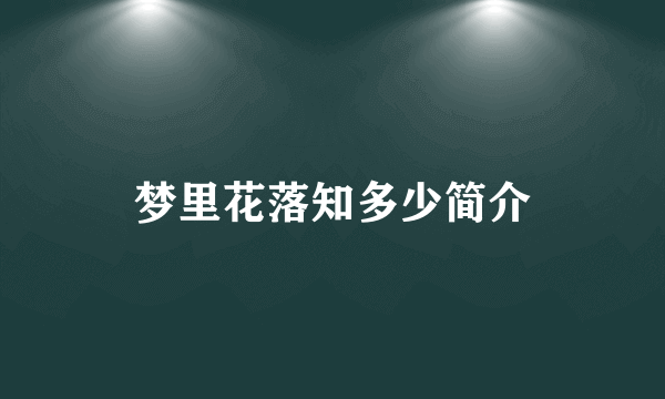 梦里花落知多少简介