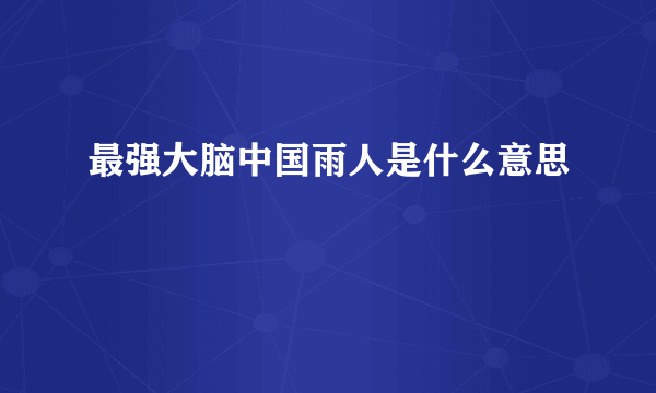 最强大脑中国雨人是什么意思