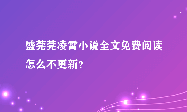 盛莞莞凌霄小说全文免费阅读怎么不更新？