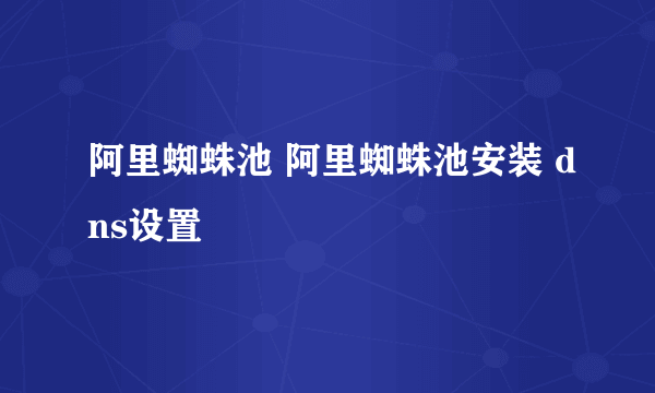 阿里蜘蛛池 阿里蜘蛛池安装 dns设置