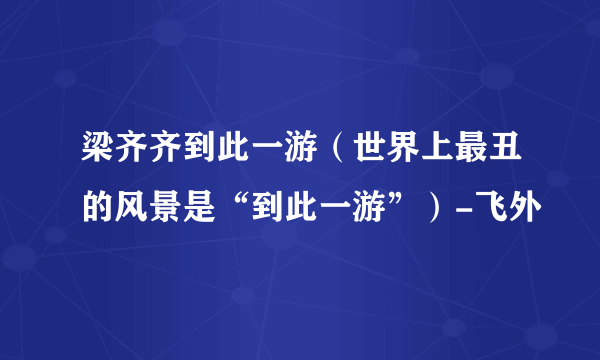 梁齐齐到此一游（世界上最丑的风景是“到此一游”）-飞外