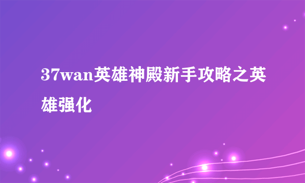 37wan英雄神殿新手攻略之英雄强化