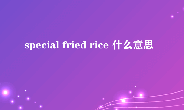 special fried rice 什么意思