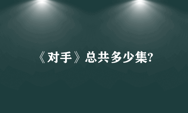 《对手》总共多少集?