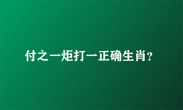 付之一炬打一正确生肖？