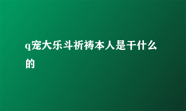 q宠大乐斗祈祷本人是干什么的