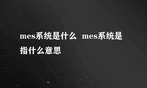 mes系统是什么  mes系统是指什么意思