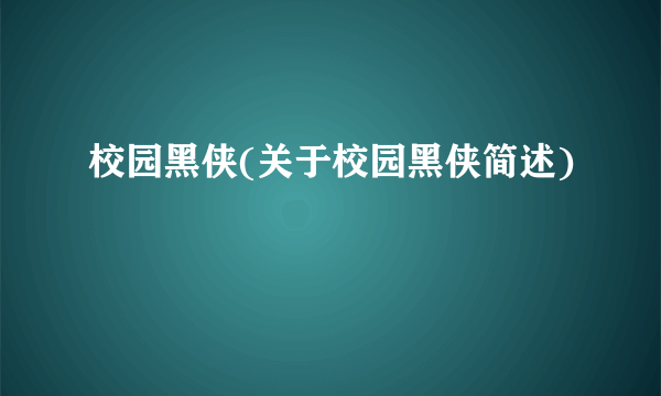 校园黑侠(关于校园黑侠简述)