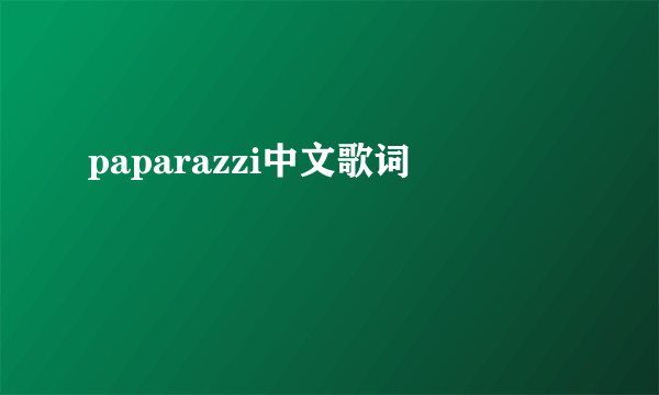 paparazzi中文歌词