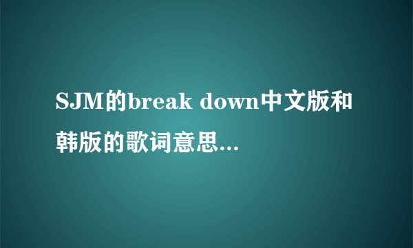 SJM的break down中文版和韩版的歌词意思是一样的吗?