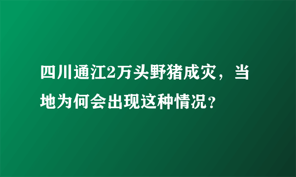 四川通江2万头野猪成灾，当地为何会出现这种情况？