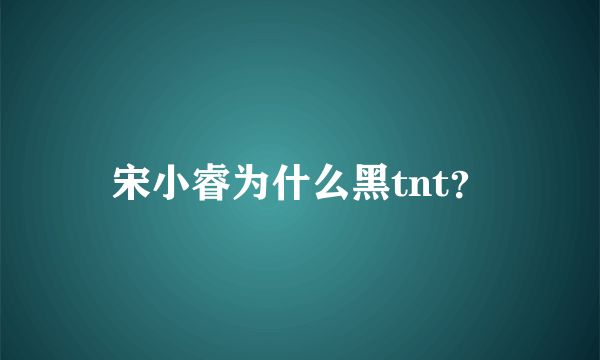 宋小睿为什么黑tnt？