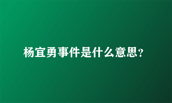 杨宜勇事件是什么意思？