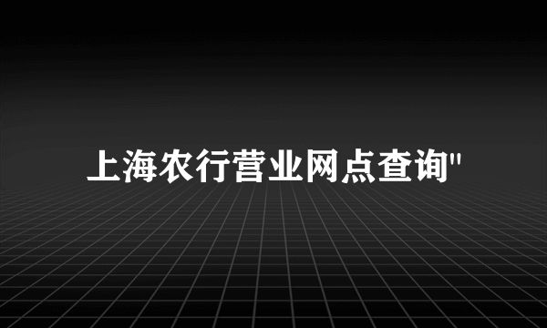 上海农行营业网点查询