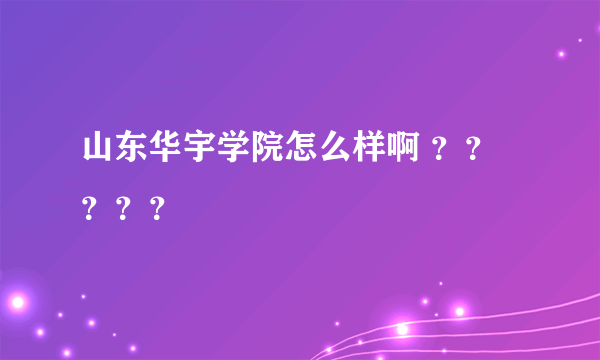 山东华宇学院怎么样啊 ？？？？？