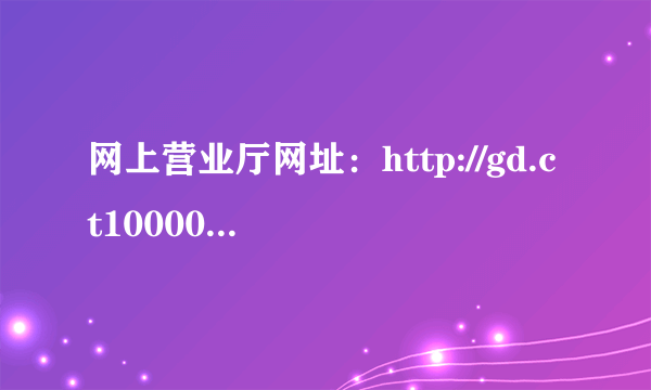 网上营业厅网址：http://gd.ct10000.com如何查询手机上网的流量