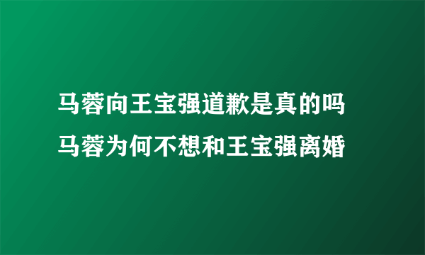 马蓉向王宝强道歉是真的吗 马蓉为何不想和王宝强离婚