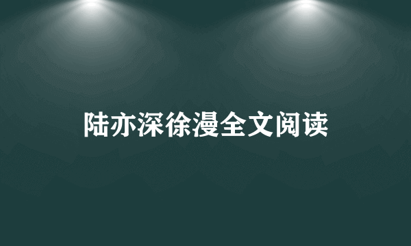 陆亦深徐漫全文阅读