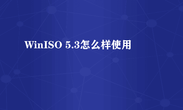 WinISO 5.3怎么样使用