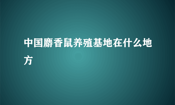 中国麝香鼠养殖基地在什么地方