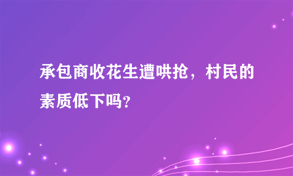 承包商收花生遭哄抢，村民的素质低下吗？