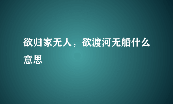 欲归家无人，欲渡河无船什么意思