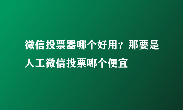 微信投票器哪个好用？那要是人工微信投票哪个便宜