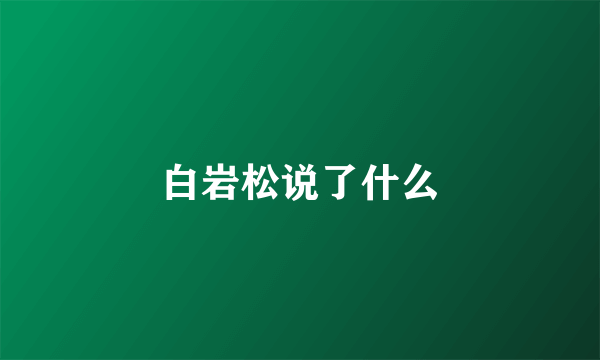 白岩松说了什么